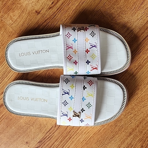 None Shoes - White/ multi color slides